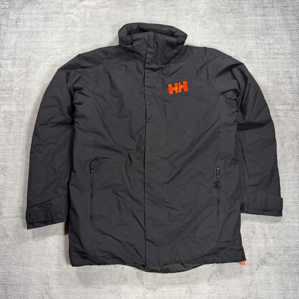 Helly Hansen Jacket Youth 164/14 Black Orange Logo Sailing Parka NB241728